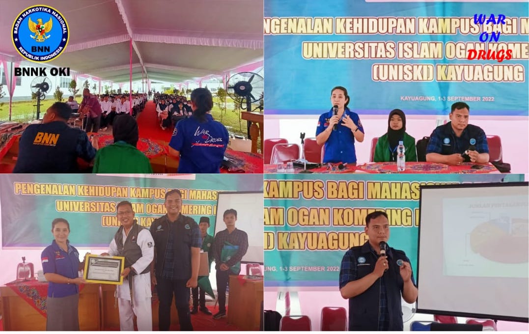 BNNK OKI saat sosialisasi P4GN di Universitas OKI, Kayuagung, Jumat (2/9) siang (foto: BNNK OKI)