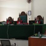 Suasana persidangan terhadap tiga terdakwa kurir Sabu di Pengadilan Negeri (PN) Palembang