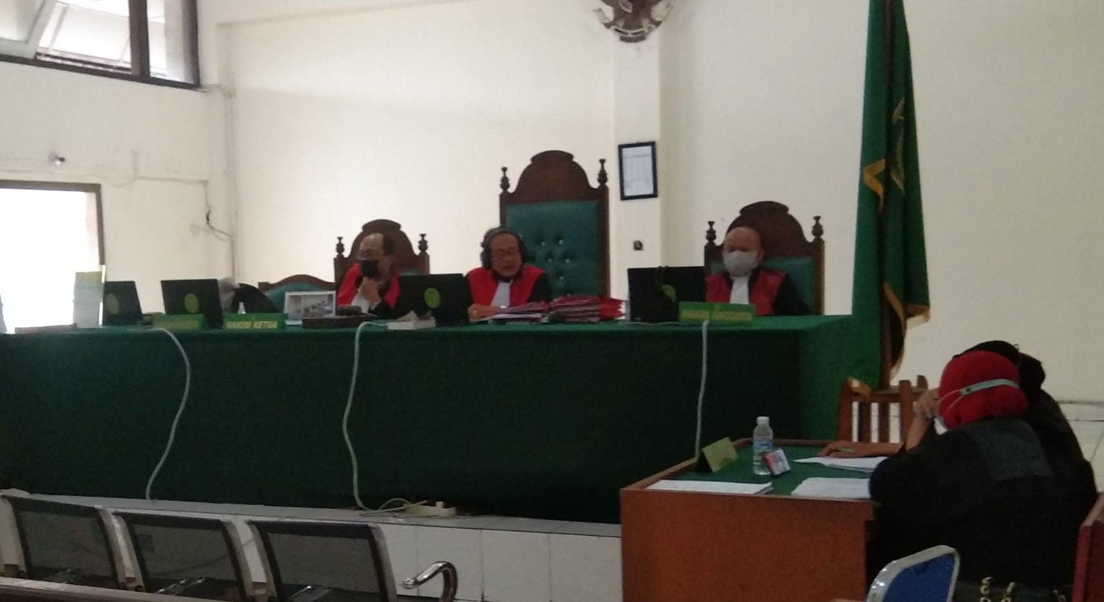 Suasana persidangan terhadap tiga terdakwa kurir Sabu di Pengadilan Negeri (PN) Palembang