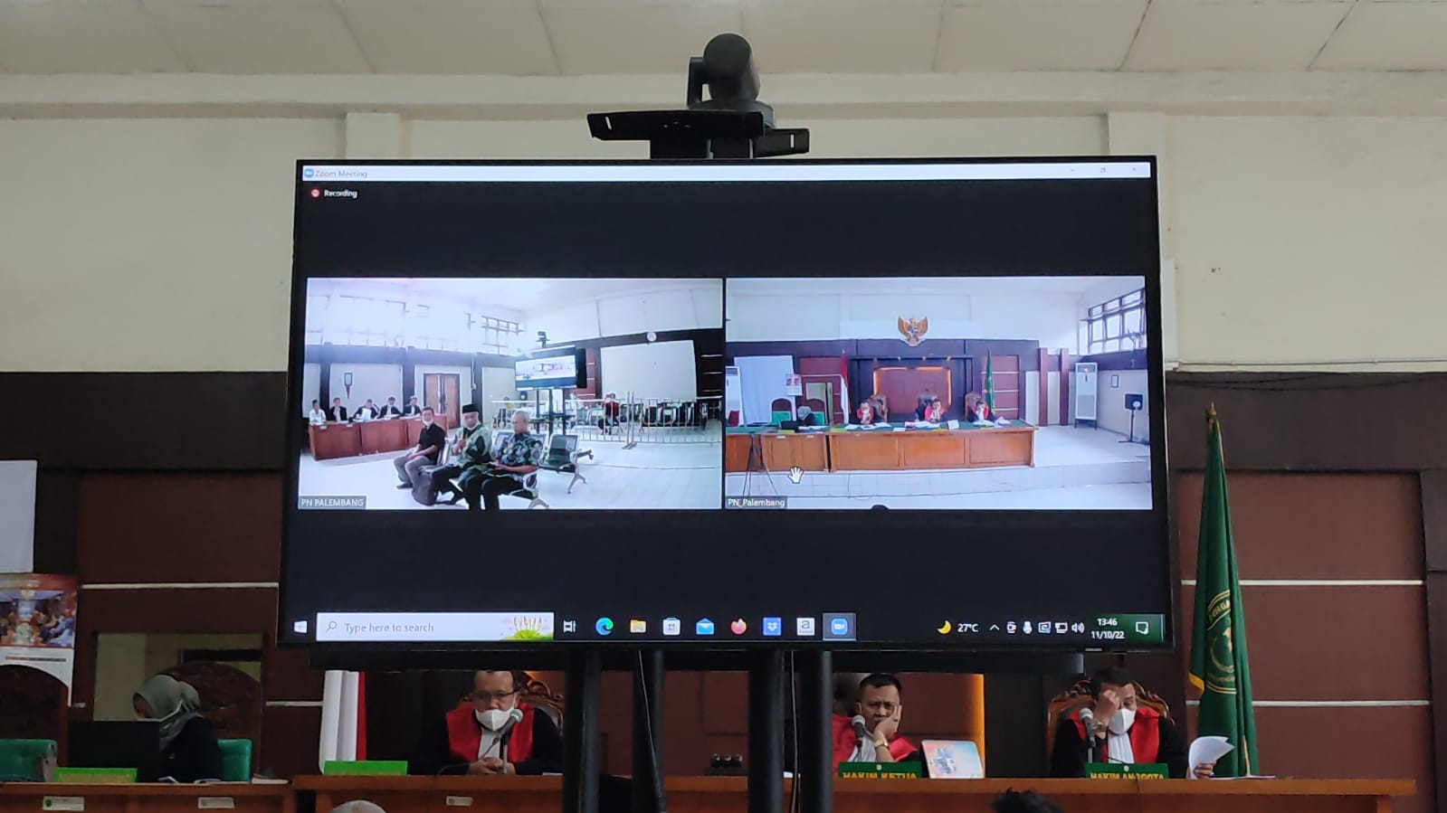 Suasana di Pengdilan Negeri (PN) Tipikor Palembang, Dengan Agenda Pemeriksaan Saksi, Selasa (11/10/2022)
