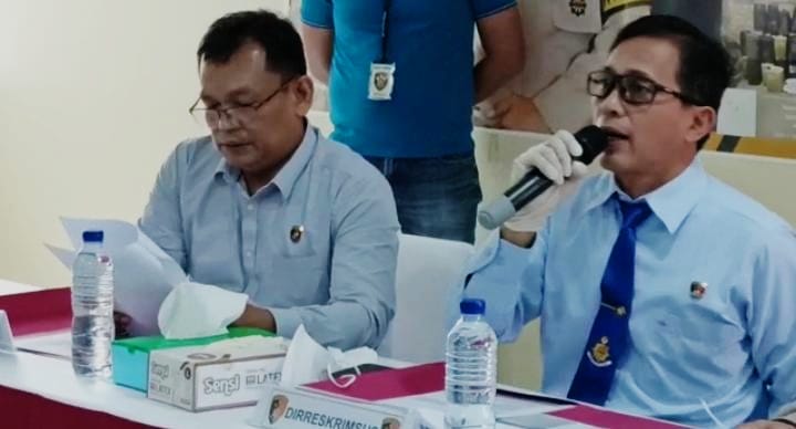 Direktur Ditreskrimsus Polda Sumsel Kombes Pol M. Barly Ramadhani saat jumpa pers