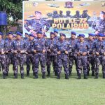 Kapolda Sumsel, Irjen Pol A Rachmad Wibowo SIK memimpin upacara Hari Ulang Tahun (HUT) ke-72 Polariud di lapangan upacara Ditpolairud Polda Sumsel, Senin (5/12/2022)