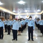 Kakanwil Kemenkumham Sumsel, Harun Sulianto, Senin (19/12) mengikuti Upacara Hari Bela Negara ke-74 dan Kesiapan Natal dan Tahun Baru 2022/2023