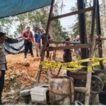 Pj Bupati Apriyadi bersama Dandim 0401 Muba Letkol Arm Dede Sudrajat SH dan Kapolres Muba AKBP Siswandi SH SIK MH, Rabu (28/12/2022) saat sidak di lokasi sumur pengeboran aktifitas ilegal driliing