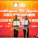 Penandatanganan MoU antara KPU dan Polri, Kamis (29/12/2022) di Kantor KPU RI, Menteng, Jakarta Pusat