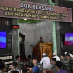 Doa bersama jelang tahun baru dan HUT ke-77 Kodam II/Swj, Jumat (30/12/2022)  siang di Masjid Raudhatul ‘Ulum Markas Kodam II Sriwijaya, Palembang