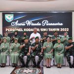 Danrem 044/Gapo  Brigjen TNI M.Naudi Nurdika SIP MSi MTr (Han) menghadiri Wisuda Purnawira Personel Kodam II/Sriwijaya, Selasa (3/1/2022) di Gedung Sudirman Makodam II/Sriwijaya