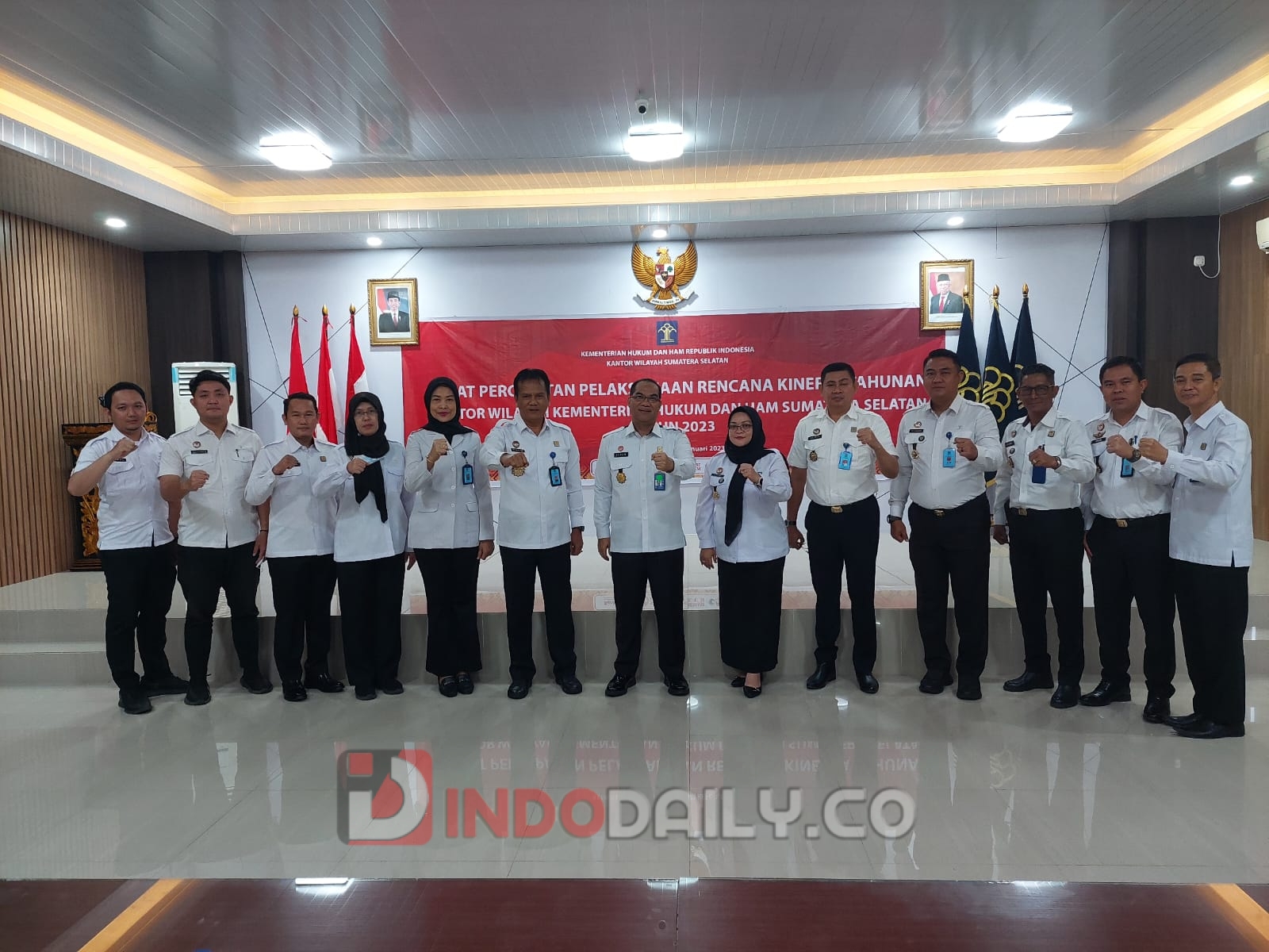 Divisi Pemasyarakatan Kantor Wilayah Kementerian Hukum dan HAM Sumatera Selatan mengikuti rapat percepatan target kinerja, bertempat di aula Kanwil, Selasa (11/1/2023).