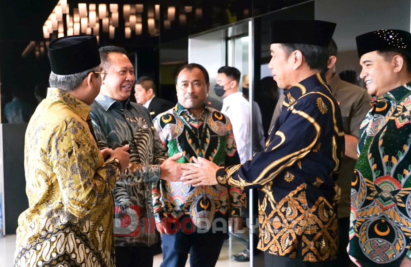 Ketua MPR RI, Bambang Soesatyo usai menghadiri Rakornas dan MDP PBB Tahun 2023, di Jakarta, Rabu (11/1/23)