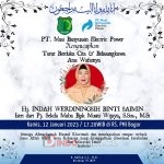 Istri Pj Sekda Muba Musni Wijaya SSos MSi, Hj Indah Werdiningsih Binti Saimin meninggal dunia, Kamis (12/1/2023) sore pukul 17.20 WIB di Rumah Sakit PMI Bogor.