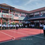 Kalapas Pemasyarakatan Perempuan Kelas llA Palembang Kemenkumham Sumsel, Ike Rahmawati saat nemimpin apel pagi sekaligus memberikan arahan kepada para pegawai lapas, Senin (16/1/2023)