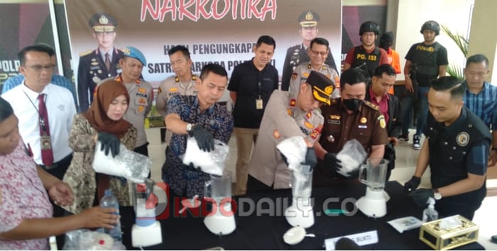 Polres OKI saat pemusnahan barang bukti narkotika jenis sabu seberat 3.964,3 gram, Kamis (19/1/2023) pagi