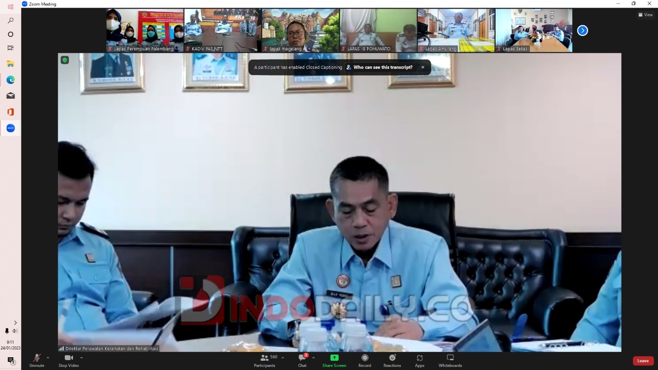 Lapas Perempuan Kelas IIA Palembang mengikuti sosialisasi keputusan Direktur Jendral Pemasyarakatan tentang Pedoman Pemberian Layanan Makanan Tambahan Bagi Kelompok Berkebutuhan Khusus dan Anak Bawaan, Selasa (24/1/2023)