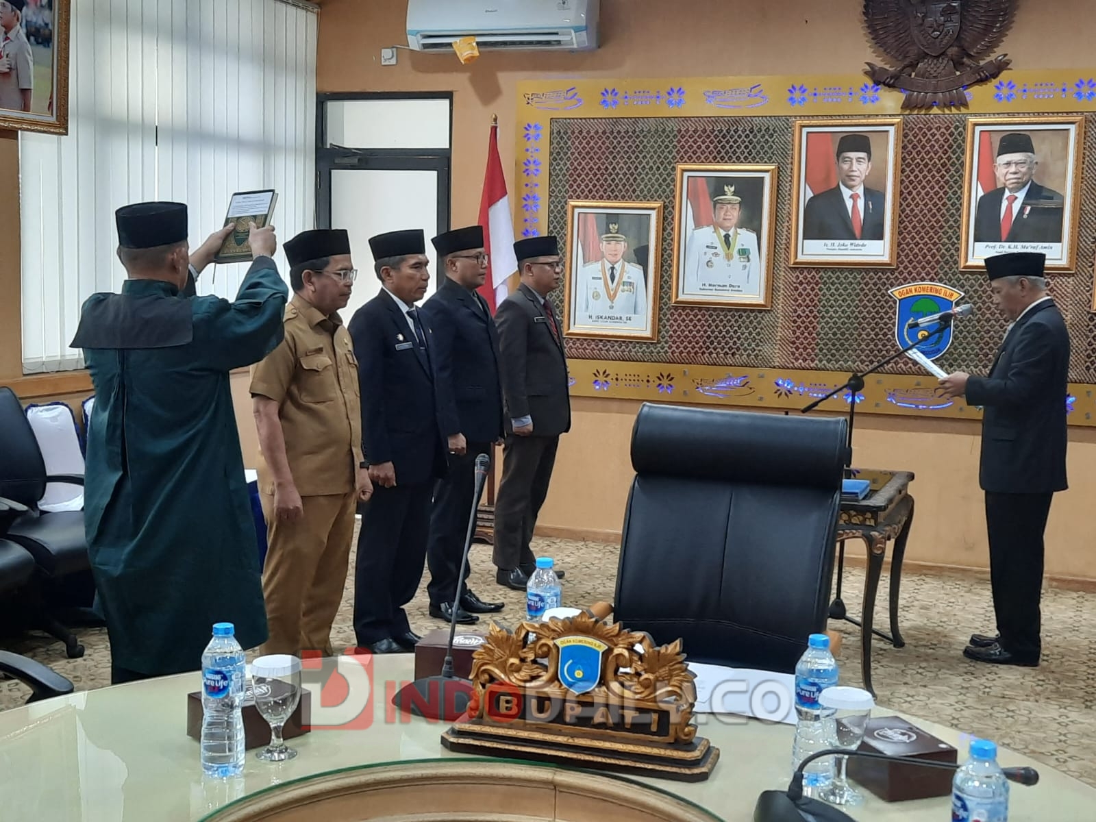 Bupati OKI, H Iskandar SE melantik 4 Pejabat Tinggi Pratama di Lingkungan Pemda Kabupaten OKI, Selasa (24/1/2023)