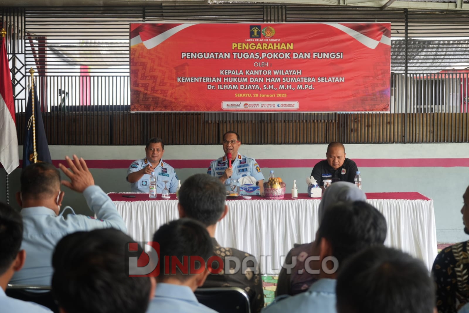 Kepala Kanwil Kemenkumham Sumsel, Ilham Djaya melakukan kunjungan ke Lembaga Pemasyarakatan Kelas IIB Sekayu, Sabtu (28/2023)