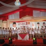 Ketua DPD Partai Gerindra Sumsel Hj Kartika Sandra Desi SH MM pada peringatan HUT ke-15 Partai Gerindra
