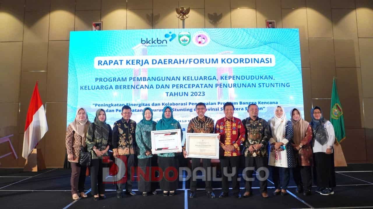 Rakerda/Forum Koordinasi Program Bangga Kencana dan Program Penurunan Kasus Stunting Provinsi Sumsel Tahun 2023 di Hotel Novotel Palembang, Rabu, (15/2/2023).