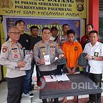 Polsek Seberang Ulu II Palembang saat melakukan konferensi pers, Senin (20/2/2023)