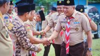 Pembukaan Lomba Tingkat Regu Pramuka Penggalang Tiga (LT.III) Tingkat Kwartir Cabang Gerakan Pramuka Musi Banyuasin di Bumi Perkemahan Pandu Kinasih Desa Sumber Harum A1 di kecamatan Tungkal Jaya, Senin (27/2/2023)
