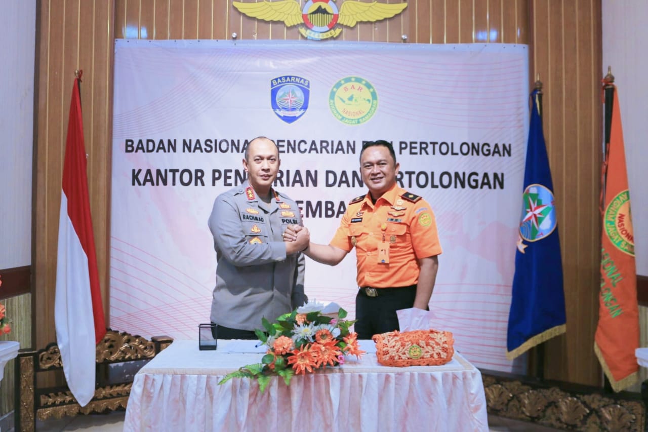 Kepala Basarnas Palembang  Hery Marantika SH MSi  menerima kedatangan Kapolda Sumsel Irjen Pol Albertus Rachmad Wibowo SIK MIK, Senin (27/2/2023)