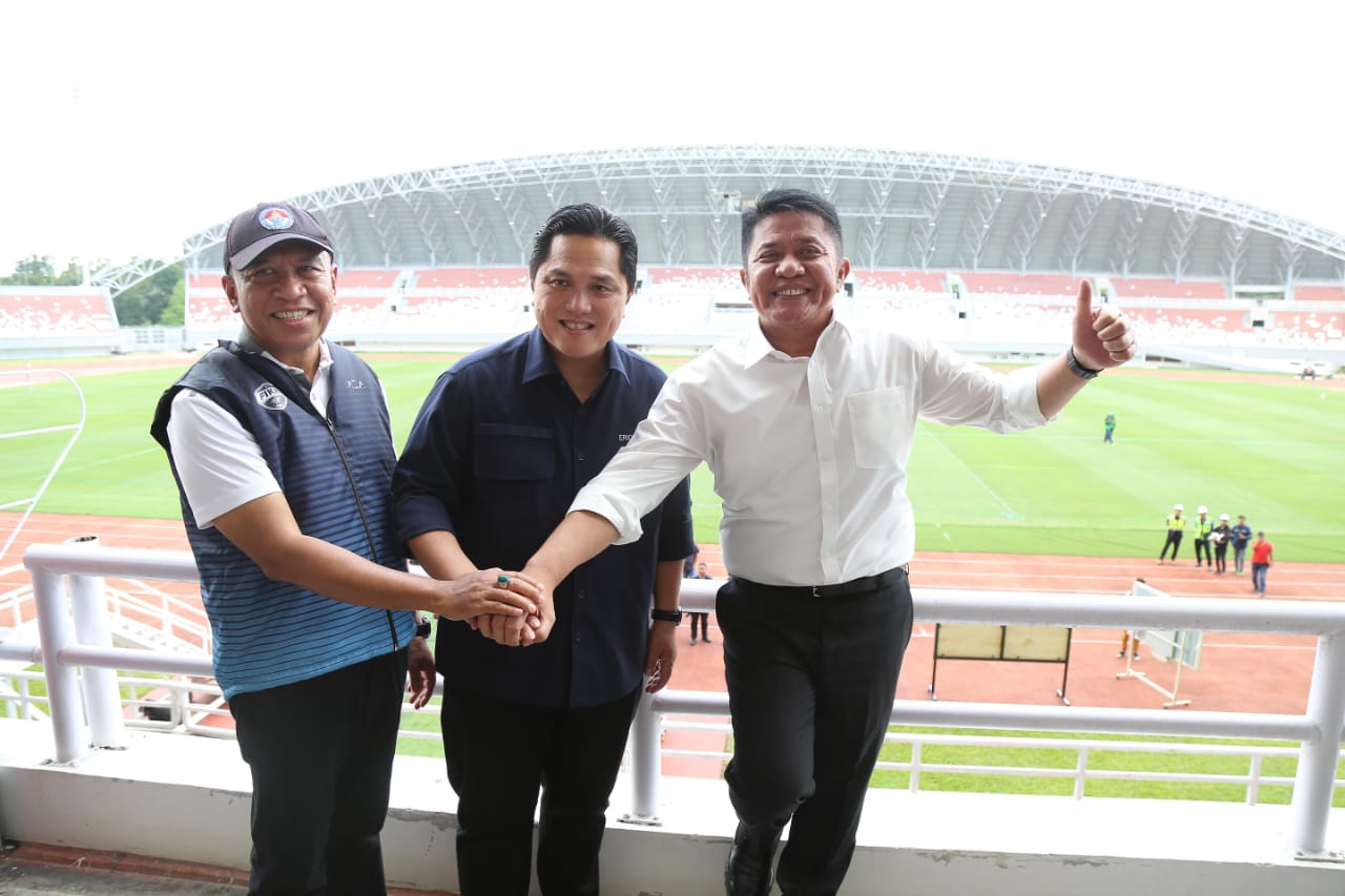 Erick Thohir, Menpora dan Gubernur Sumsel Cek Kesiapan JSC Sebagai Tuan Rumah Piala Dunia U-20 (Dok. Humas Pemprov Sumsel)