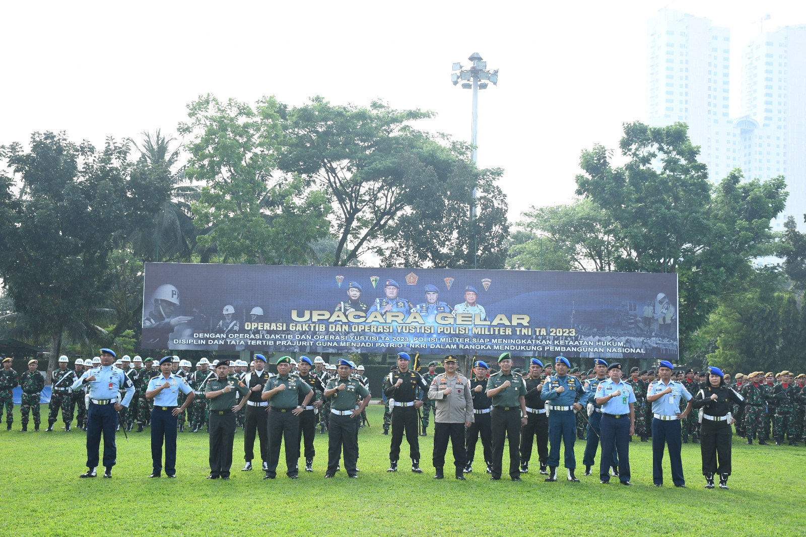 Upacara Gelar Operasi Gaktib dan Operasi Yustisi Polisi Militer TNI TA 2023 di Lapangan Hijau Makodam Bukit Barisan, Jln Gatot Subroto Km 7,5 Medan, Rabu (8/3/2023).