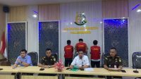 Tim Pidsus Kejari Palembang saat konferensi pers penetapan tersangka kasus korupsi program PTSL tahun 2018