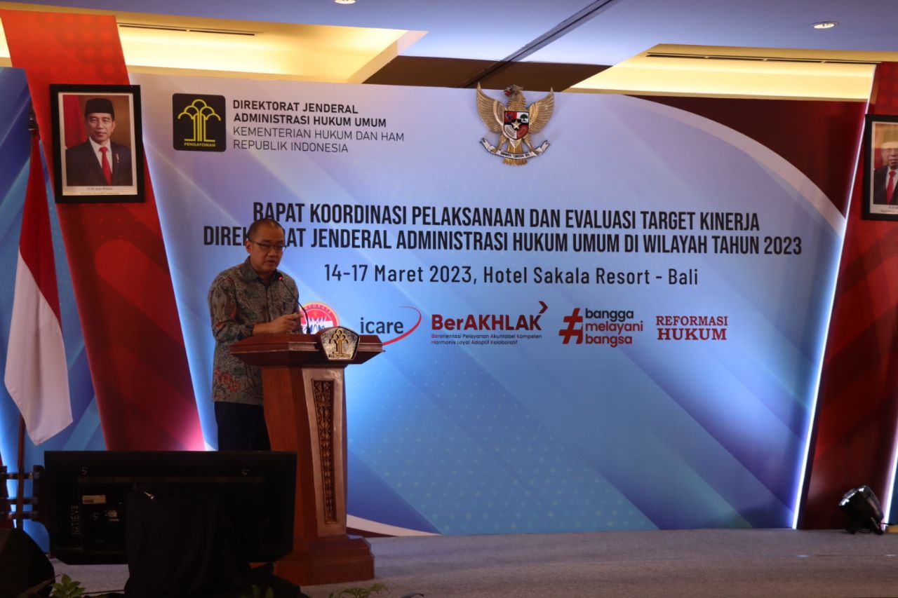 Pembukaan Rapat Koordinasi Pelaksanaan dan Evaluasi Target Kinerja Direktorat Jenderal Administrasi Hukum Umum di Wilayah Tahun 2023
