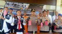 Polres Ogan Komering Ilir saat menggelar keterangan pers, Senin (20/3/2023)