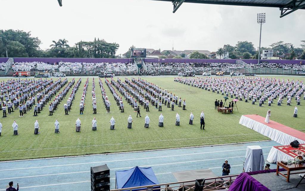 Ribuan Santri se-Kabupaten Ciamis mengikuti Munggahan Bersama Bupati Herdiat, Senin (20/3/2023)