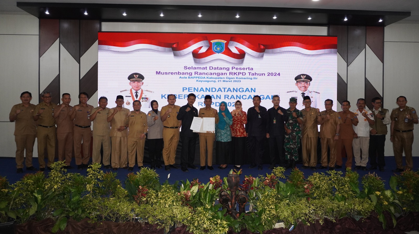 Wakil Bupati Dja’far Shodiq pada pembukaan Musrenbang RKPD Kabupaten OKI tahun 2024 di Aula Bappeda OKI, Selasa, (3/3/23)