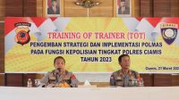 Polres Ciamis Polda Jabar melalui Satuan Binmas melaksanakan pelatihan pengemban fungsi Polisi Masyarakat