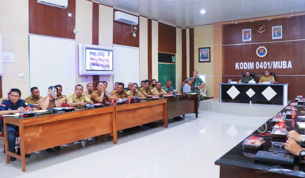 Rapat Koordinasi dalam rangka Kesiapan Pelaksanaan Program Terpadu TMMD ke-119 Tahun Anggaran 2024 Kodim 0401 Muba di Kecamatan Lalan