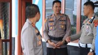 Jajaran Polres Ciamis saat pengecekan jalur dan pos di Pos Pam Idulfitri di Cihaurbeuti