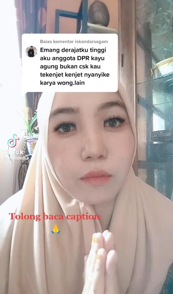 tangkapan layar permintaan maaf penyanyi "Sikok Bagi Duo" kepada anggota DPRD Kayuagung, Iskandar Sagam (sumber foto: instagram @melidedi2)