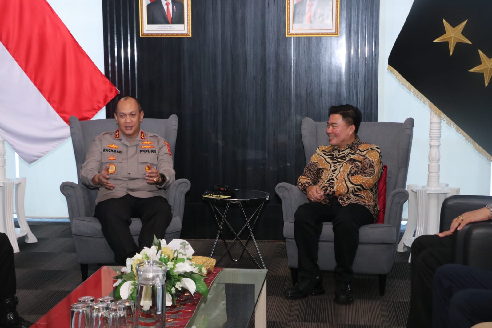 Kapolda Sumsel saat menerima Audensi GM Pelindo Regional 2 Palembang, di Mapolda Sumsel, Jumat (24/03/2023).