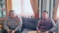 Jajaran personel Polsek Cisaga Polres menerima kunjungan silaturahmi para perangkat Desa Danasari