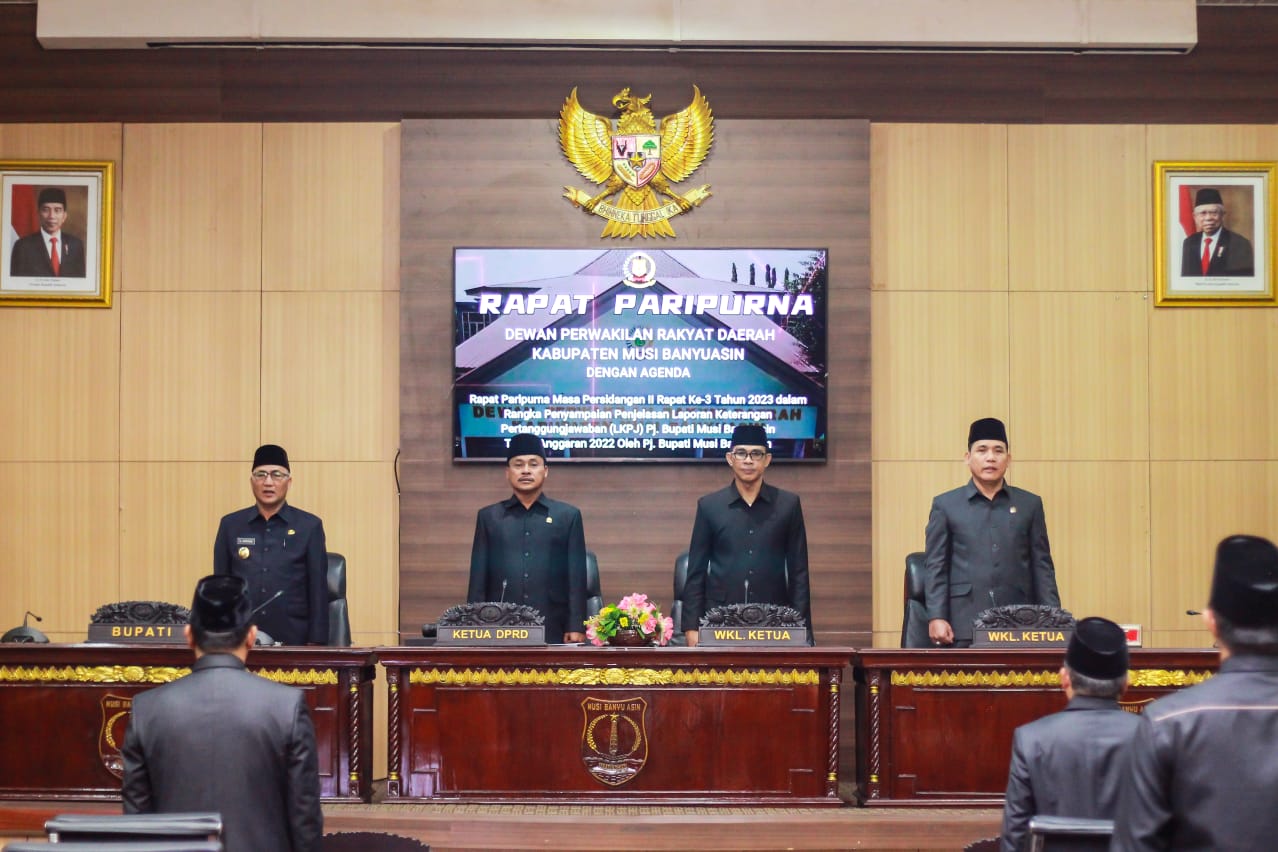 Rapat Paripurna Masa Persidangan II Rapat ke-3, di Ruang Rapat Paripurna DPRD Muba, Senin (27/3/2023)