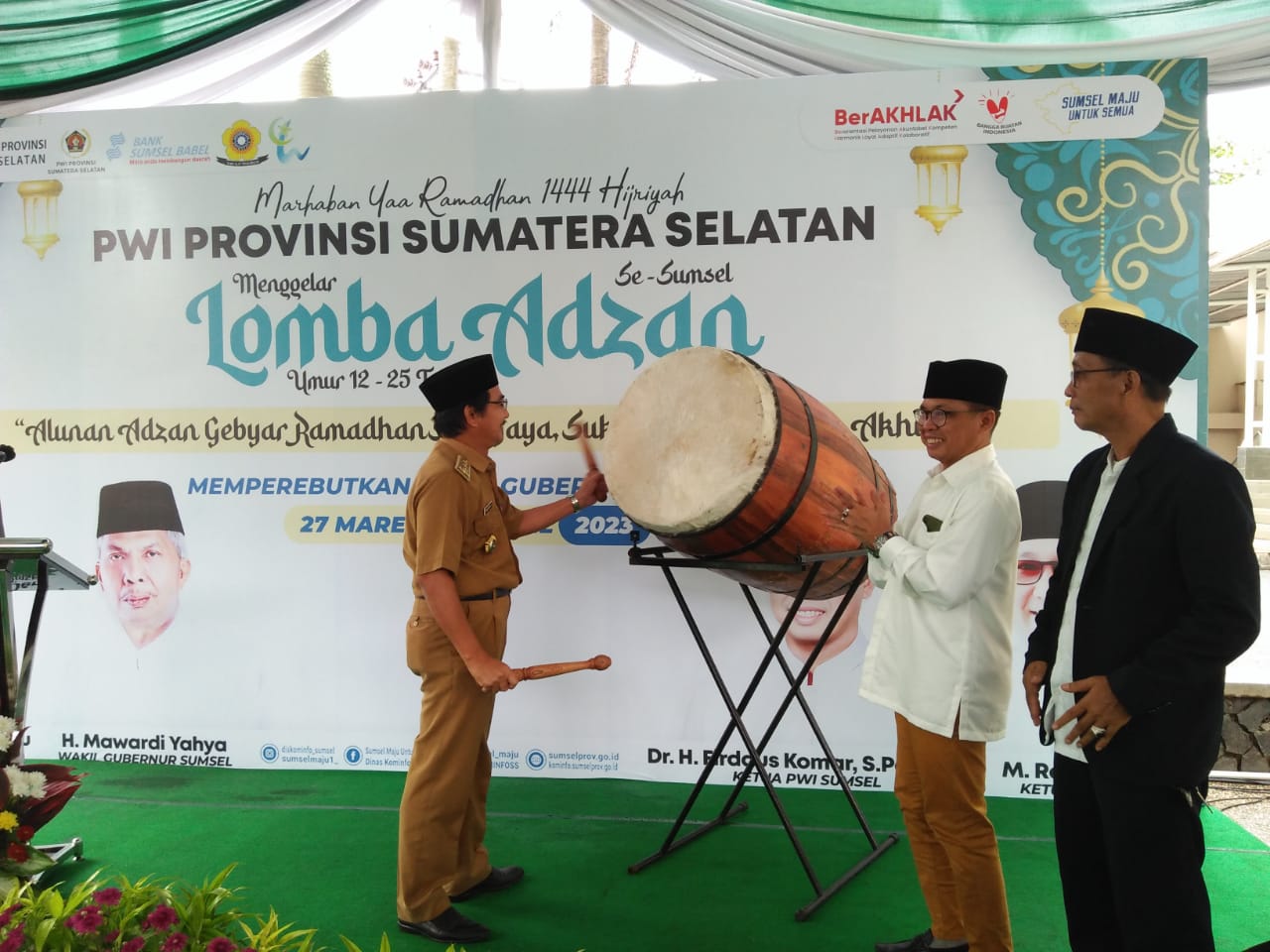 Pembukaan lomba adzan se-Sumsel dari umur 12 sampai 25 tahun yang bertema "Alunan Adzan Gebyar Ramadhan Sriwijaya Sukses Dunia Sukses Akhirat,", Senin (27/3/2023)