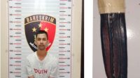 YY (37) berserta alat bukti senjata tajam saat diamankan Polres Muba