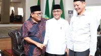 Komisaris Independen PT Pusri Palembang KH Amiruddin Nahrawi bersama Senior Vice President Bisnis Office Pusri Fachrurrozi menemui Pj Bupati Apriyadi Mahmud