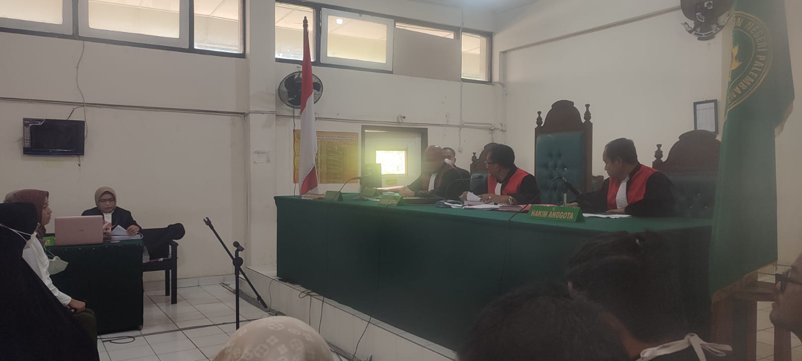 Suasana di Pengadilan Negeri (PN) Palembang secara virtual Jumat (14/4/23)