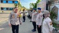 Kapolres Muba Akbp Siswandi Sik SH MH usai apel pagi di halaman Mapolres Muba, Rabu (26/4/2023)