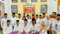 DPC Partai Gerinda Kabupaten OKI usai mengantarkan berkas bacaleg ke kantor KPU Kabupaten OKI, Minggu (14/5/2023)