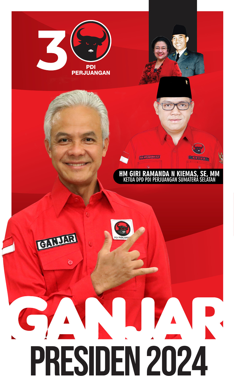 Ribuan Kader PDI-P Sumsel Siap Sambut Kedatangan Ganjar Pranowo