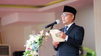 Pj Bupati Muba Apriyadi saat menjadi inspektur upacara Peringatan hari Lahir Pancasila, Senin (5/6/2023)
