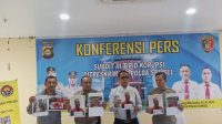 Subdit III Tipid Korupsi (Tipidkor) Ditreskrimsus Polda Sumsel menggelar konferensi pers tindak pidana korupsi suap dan gratifikasi pada dinas PUPR kabupaten Muratara