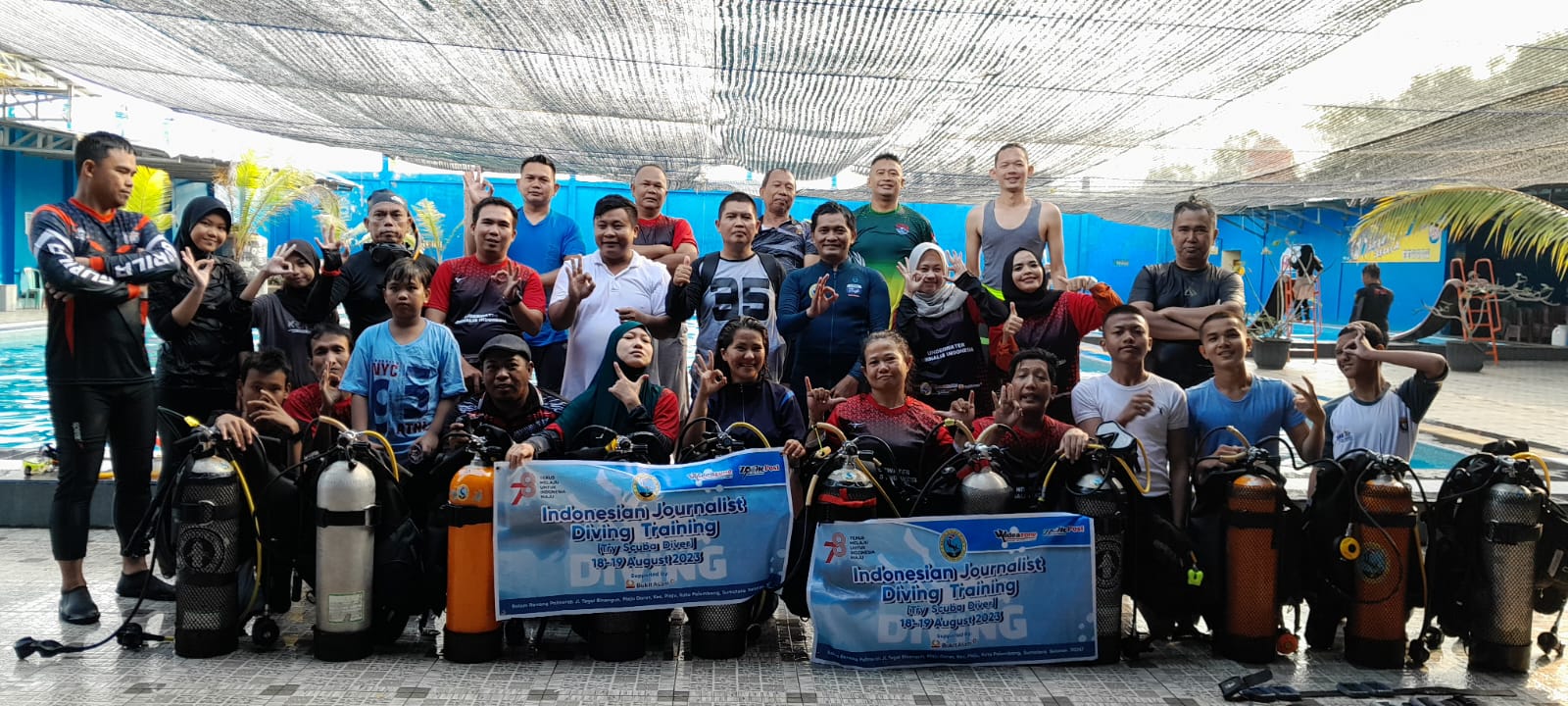 Puluhan jurnalis di Palembang Sumsel mengikuti kegiatan Indonesian Journalist Diving Training (Dok. Humas Indonesian Journalist Diving Training / Indodaily.co)